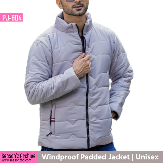 Premium Wind Proof Padded Jacket - Silver