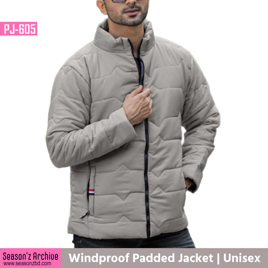 Premium Wind Proof Padded Jacket - Cream Silver